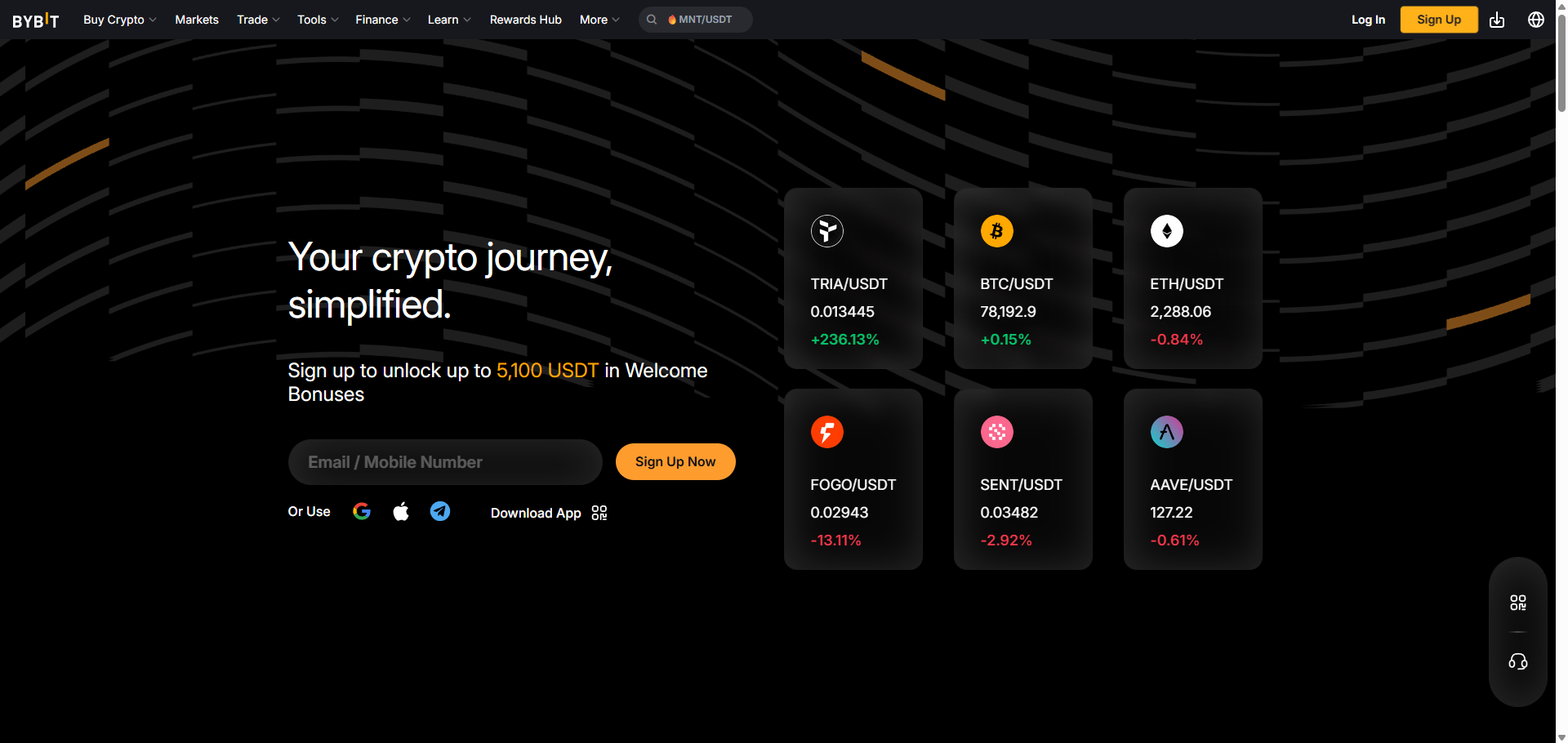 Bybit webpage