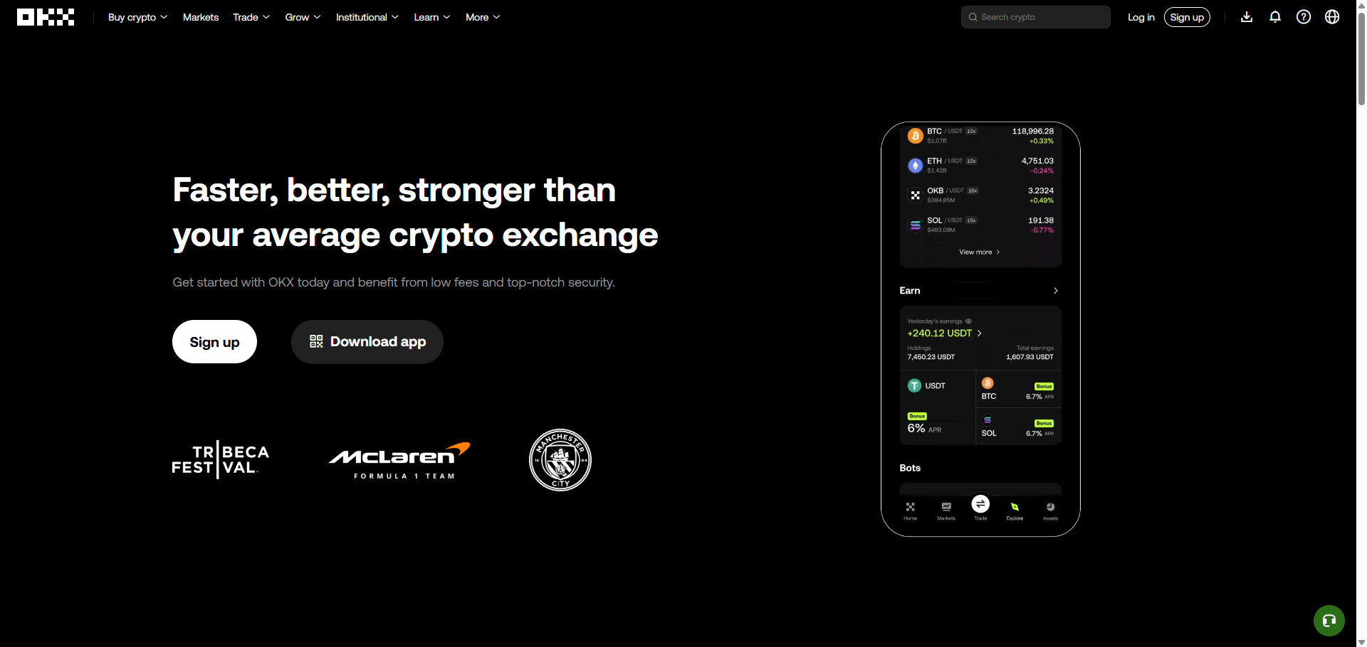 OKX webpage